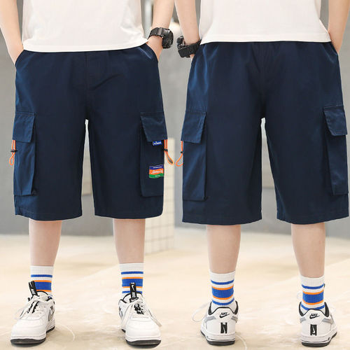 Children's Summer Casual Shorts, Thick for Older Boys, Work-style Seven-quarter Pants for Boys, Sports Five-quarter Shorts, Trendy for Outdoor Wear