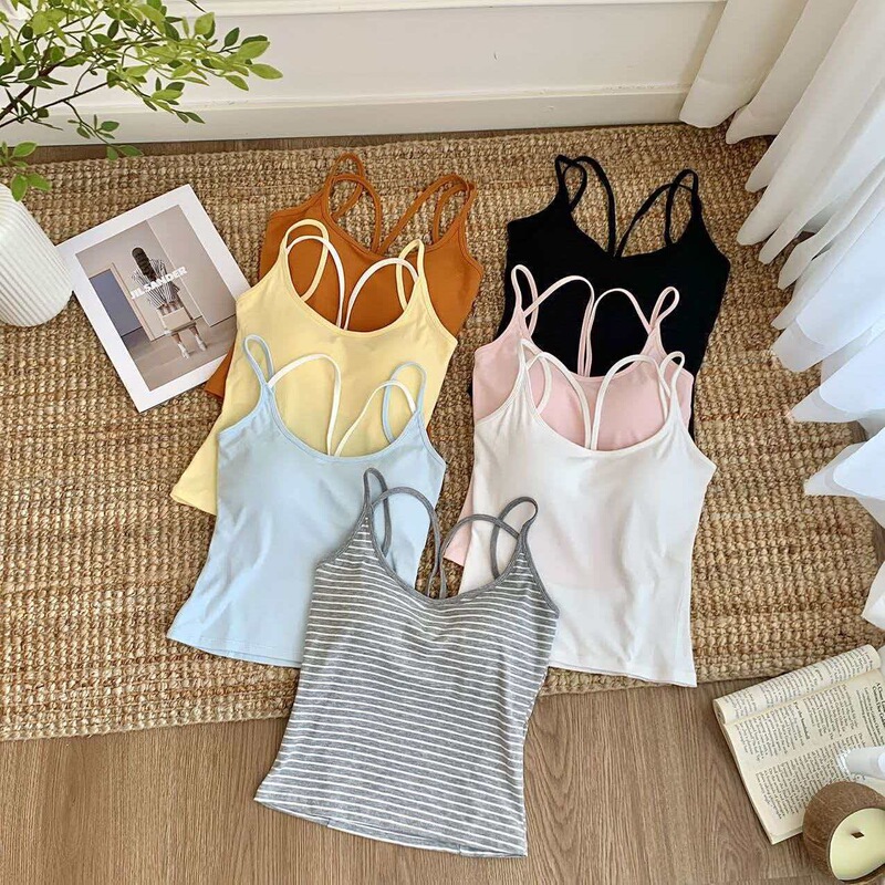 Poetic Rhythm Original Hollow Out Butterfly Backless Camisole with Fixed Chest Pads, Slim Fit and Slimming Tank Top for Outerwear or Layering Poetic Rhythm Original Hollow Out Butterfly Backless Camisole with Fixed Chest Pads, Slim Fit and Slimming Tank Top for Outerwear or Layering