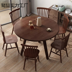全実木円卓食卓と椅子の組み合わせ新中国式食卓とテーブルの実木円形家庭用小戸型食卓