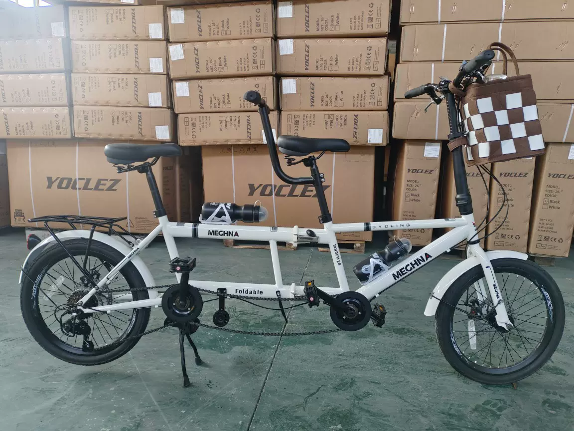 工厂折叠双人自行车骑出租直销变速两人景区亲子三人观光家庭带娃