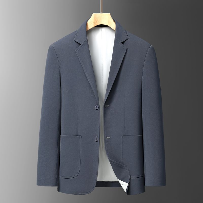 High-End Solid Color Suit Jacket for Men, New Spring and Autumn Style, Middle-Aged Business Casual Suit, Dad's Suit, Single-Breasted Small Suit