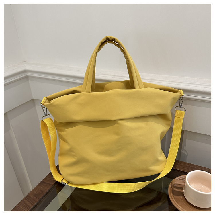New casual nylon fashion solid color 2024 large-capacity solid color tote canvas crossbody single-shoulder hand-held Tote bag undefined