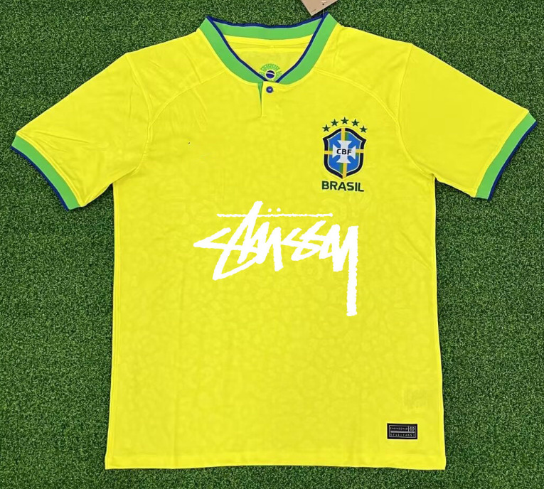 Stussy Jersey Brasil Flamengo Italia Edición conmemorativa Portugal París Francia Uniforme de fútbol