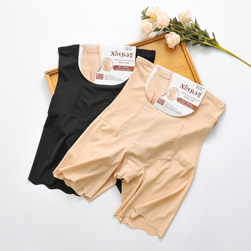 Cross-border Boxer Shaping Leg Pants Thin Body-fitting Non-marking Ice Silk Natural Slimming High Waist Body-fitting Underwear Women's Underwear