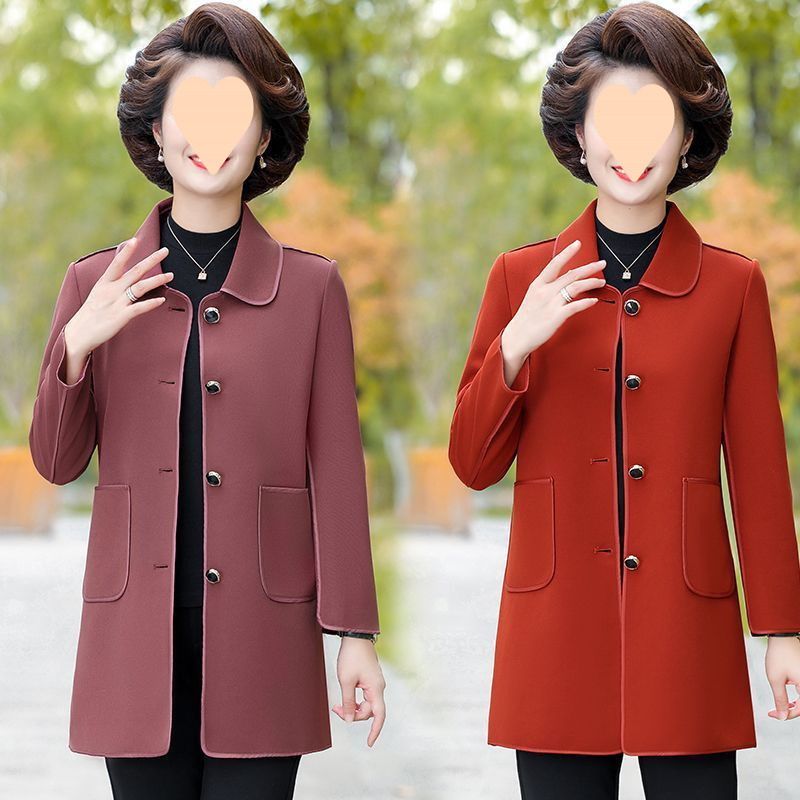 2025 Spring and Autumn Fashion Stylish Mother's Dress Medium to Long Length High-end Windbreaker Spring Outfit for the Elderly Women's Thin Jacket