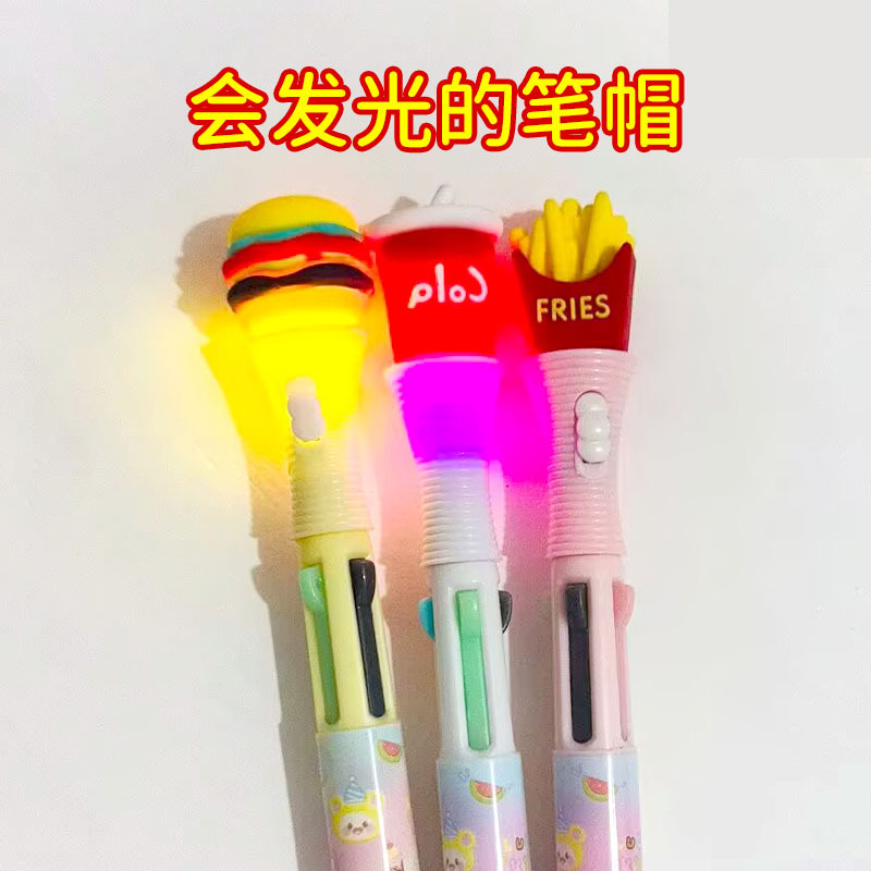 外国貿易クロスボーダーライト付きミニ4色ボールペンマルチカラーハンドブックかわいい漫画高価値ニュートラルノートマーカーペン|undefined