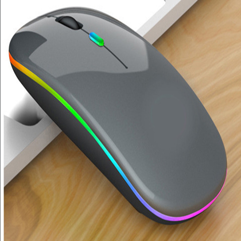 Nuevo ratón inalámbrico Bluetooth de modo dual recargable, silencioso, para computadora portátil, oficina, juegos, luminoso