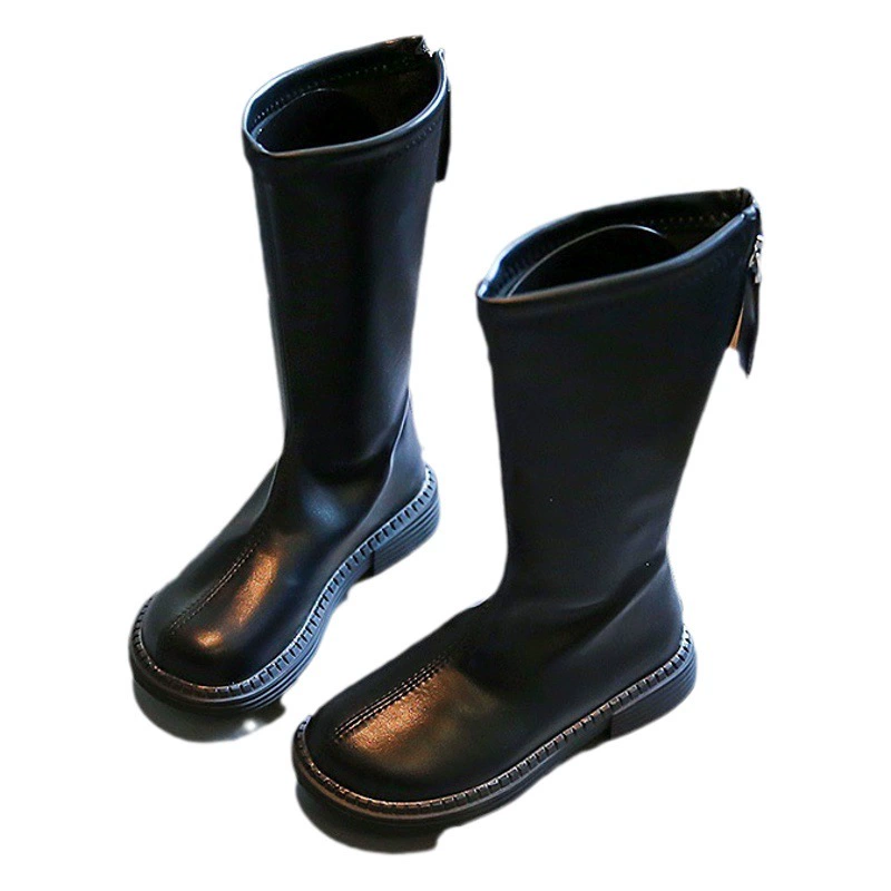 Детские высокие сапоги для девочек, осень-зима 2024, новая корейская мода, сапоги-казаки, на флисовой подкладке, теплые, для принцесс