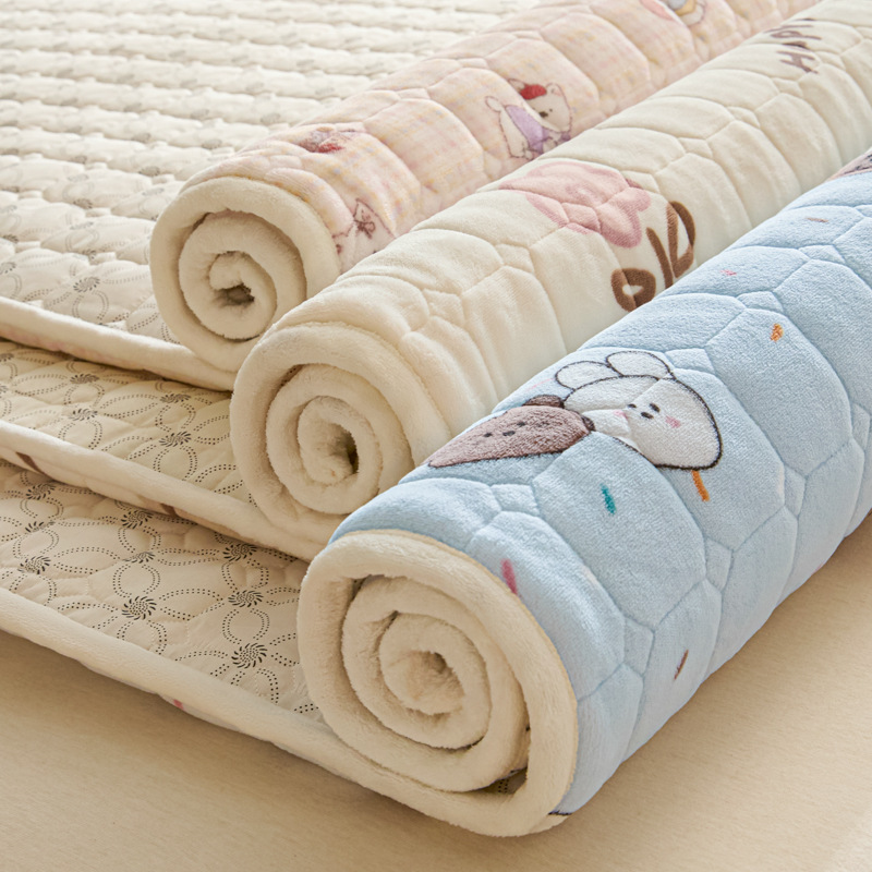 Milk Velvet Mattress Pad, Soft Home-Use Fleece Blanket, Bedding for Dormitory Students, Single-Person Winter Fleece Mattress Pad