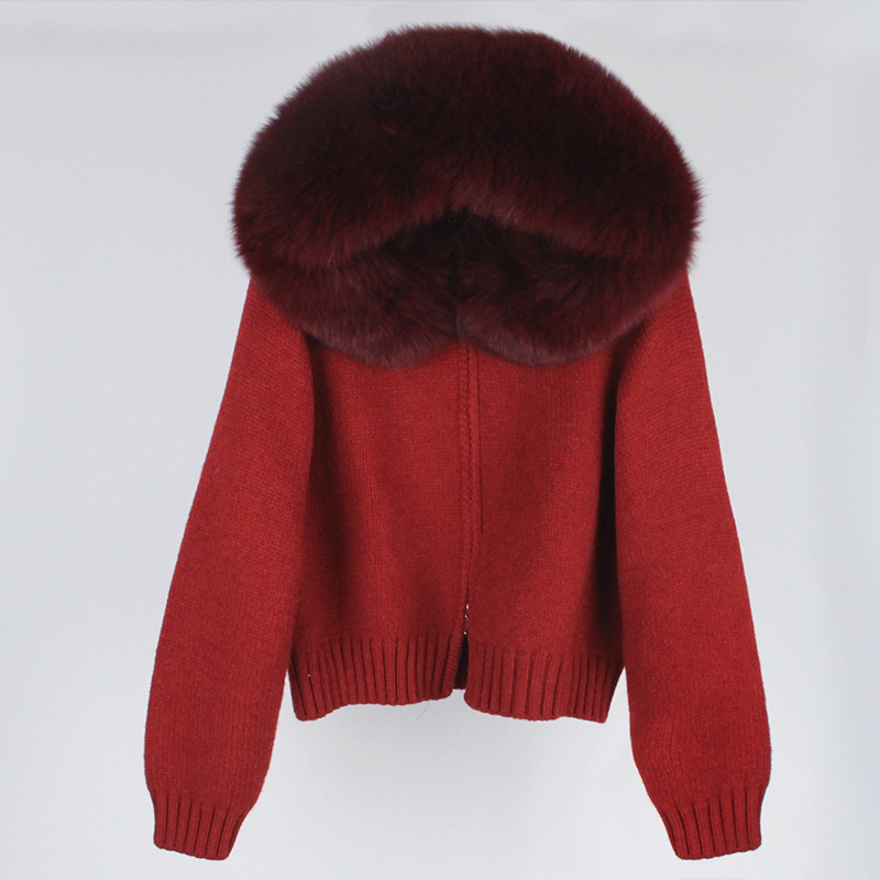 Women's Clothing Spring Jacket Women Zipper Real Fox Fur Collar Hooded Cardigan Tops Jacket Women High end Spring and Autumn_ipsvogv.com