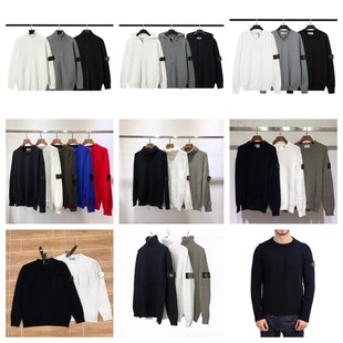 Cross-Border European and American Stone Basic Compass Armband Zipper Round Neck Pullover Knitted Sweater for Men and Women Iu