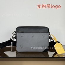 跨境货源新款经典黑花男士三合一斜跨包时尚百搭单肩式手拿邮差包