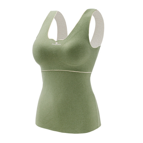 Pro-oxygen 2.0 traceless double-sided AB German velvet thermal vest for women with built-in chest pad, thickened slimming bottoming thermal underwear
