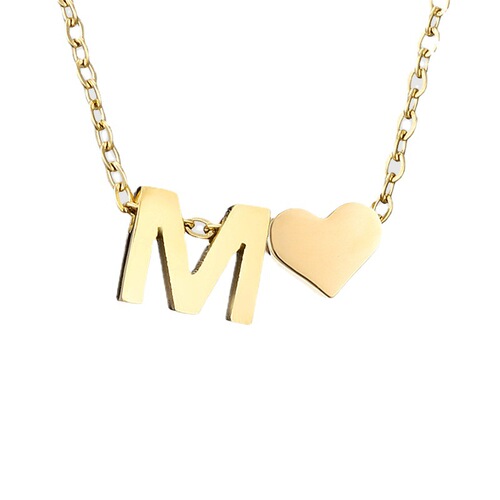 Euro-American Ins English Letter Jewelry Set Retro Fashion Metal Heart Letter M Necklace Bracelet Set for Women