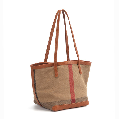 Spring and Summer Niche Tote Bag: Jute-Mesh Meets Cowhide — Cross-Border Bestseller, Hot-Live Stream Handbag, Women's Bag