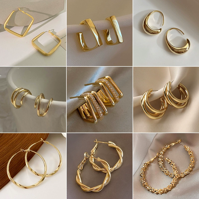 Earrings Silver 925 — Demi-season European Style, Simple Elegant Bright Design, Gold & Silver Options