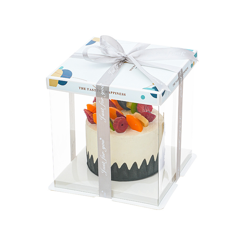 Caja de embalaje transparente para pasteles de cumpleaños, famosa en Internet, para pasteles de 4, 6, 8, 10 y 12 pulgadas, de una o dos capas, embalaje elevado para postres.