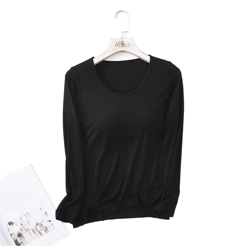 Осенне-зимние новые производители оптом из модала с нагрудной подушечкой, одной однотонной простой женской рубашкой с длинным рукавом