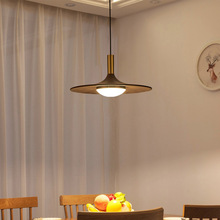 黑胡桃木餐廳燈卧室床頭簡約創意飛碟實木吧台三頭咖啡廳北歐吊燈