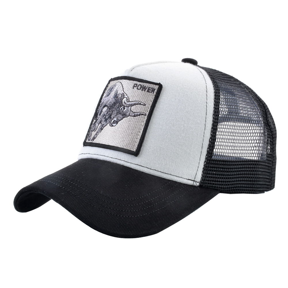 Casquette de baseball d'été en maille respirante pour homme, style européen/américain, avec visière pare-soleil et broderie animalière. Accessoire de sport et d'extérieur._voghion.com