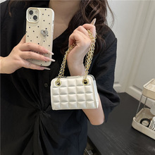 皮纹口红包链条包小香风卡通可爱斜挎小包压痕迷你潮酷磁扣单肩包