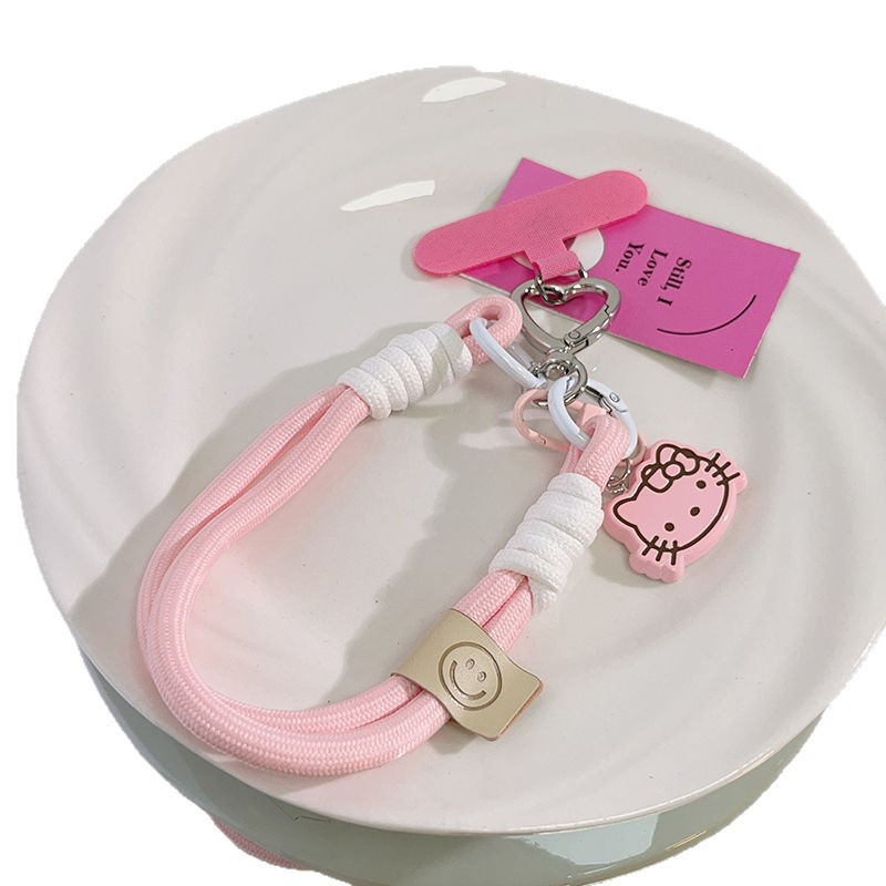 ダブルスプリングバックル E79 ガールピンク立体 KT 猫携帯電話回転ペンダントリストロープ漫画バックパックカメラ CCD ペンダント