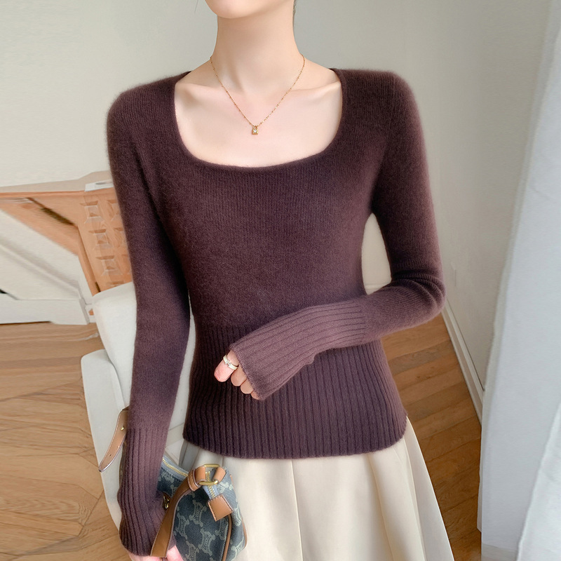 25 Years Autumn and Winter New Pure Wool U-Neck Knitwear Long-Sleeved Women's Slimming Look Pullover Warm Bottoming Shirt Top 25 Years Autumn and Winter New Pure Wool U-Neck Knitwear Long-Sleeved Women's Slimming Look Pullover Warm Bottoming Shirt Top
