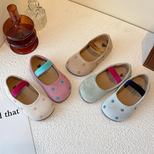 Girls' Shoes 2025 Spring and Autumn New Soft Sole Children's Polka Dot Princess Shoes Kindergarten Baby Girls Shallow Shoes Single Shoes