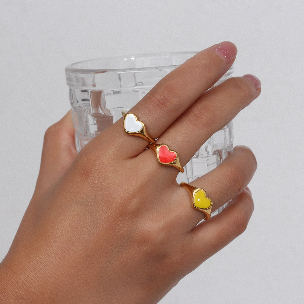 Sweet Heart Shape Smiley Face Stainless Steel Rings Stainless Steel Rings