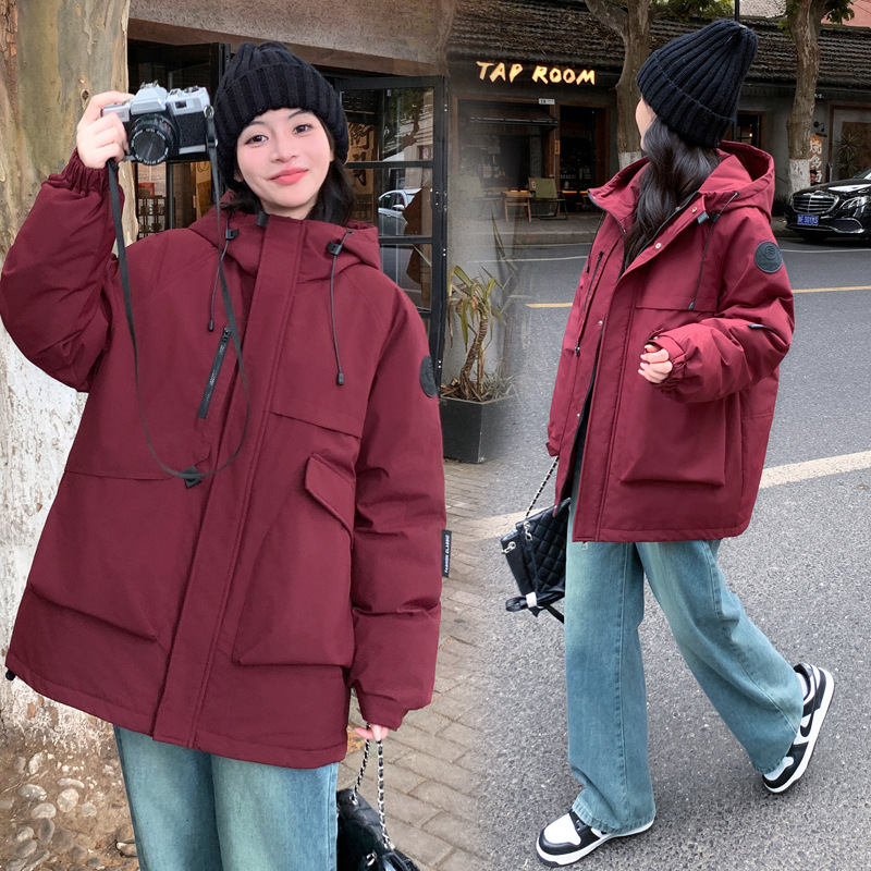 新款大码韩版羽绒棉服连帽宽松休闲情侣工装棉衣女冲锋衣夹克外套|undefined