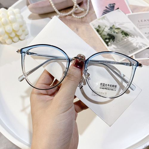 M2053 Xiaohongshu recommends irregular anti-blue light mobile phone glasses frame, compact and portable, men and women's myopia glasses