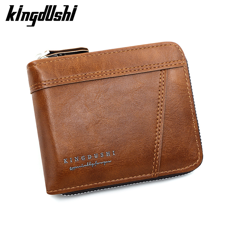 Kingdushi nueva cartera corta de los hombres de gran capacidad Multi-tarjeta de posición de la bisagra bufanda de los hombres bolsa de la moneda cartera