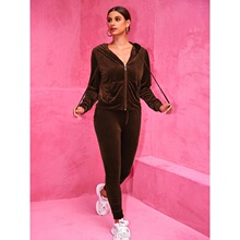 Z 33868 Casual Solid Color Hooded Pocket Set ��ɫ��ñ��װ