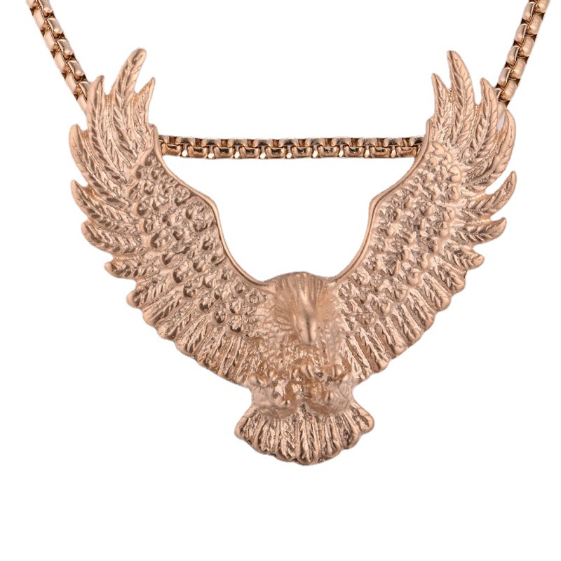 New Pendant Men's Jewelry Wings Blue Titanium Steel Crow Core Punk Rock Necklace_voghion.com
