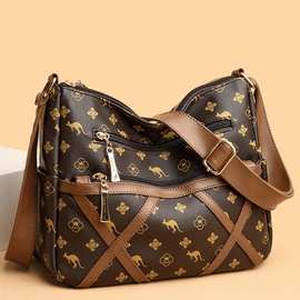 女包2024新款大容量单肩斜挎百搭中年妈妈软皮牛皮多层托特包