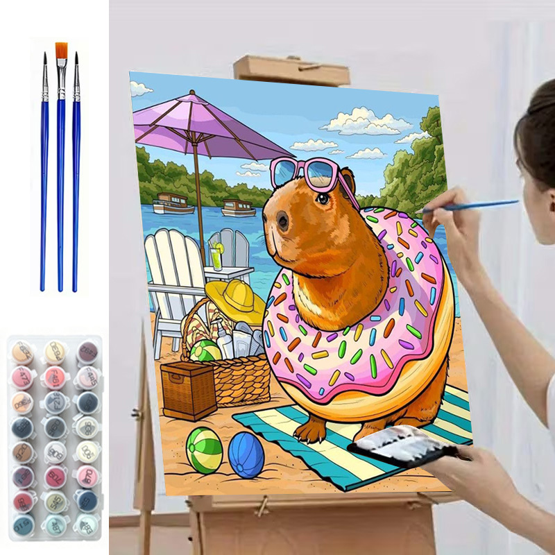 Ozon Miyazaki Jun pintura al óleo digital de verano DIY relleno manual de color curación con combinación de marcos interiores decoración de Sala de estar estilo INSI image 7