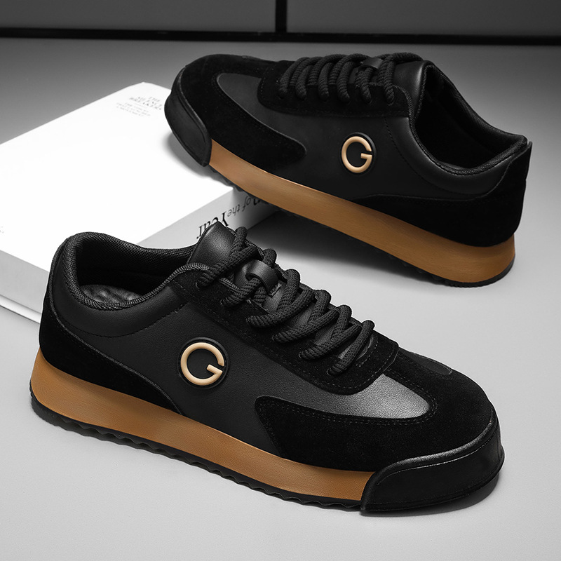 2026 New Men's Shoes, Large Size, Thick-Soled, Trendy, Sporty, Casual, Leather, Non-Slip, Forrest Gump Shoes_vogvips.com