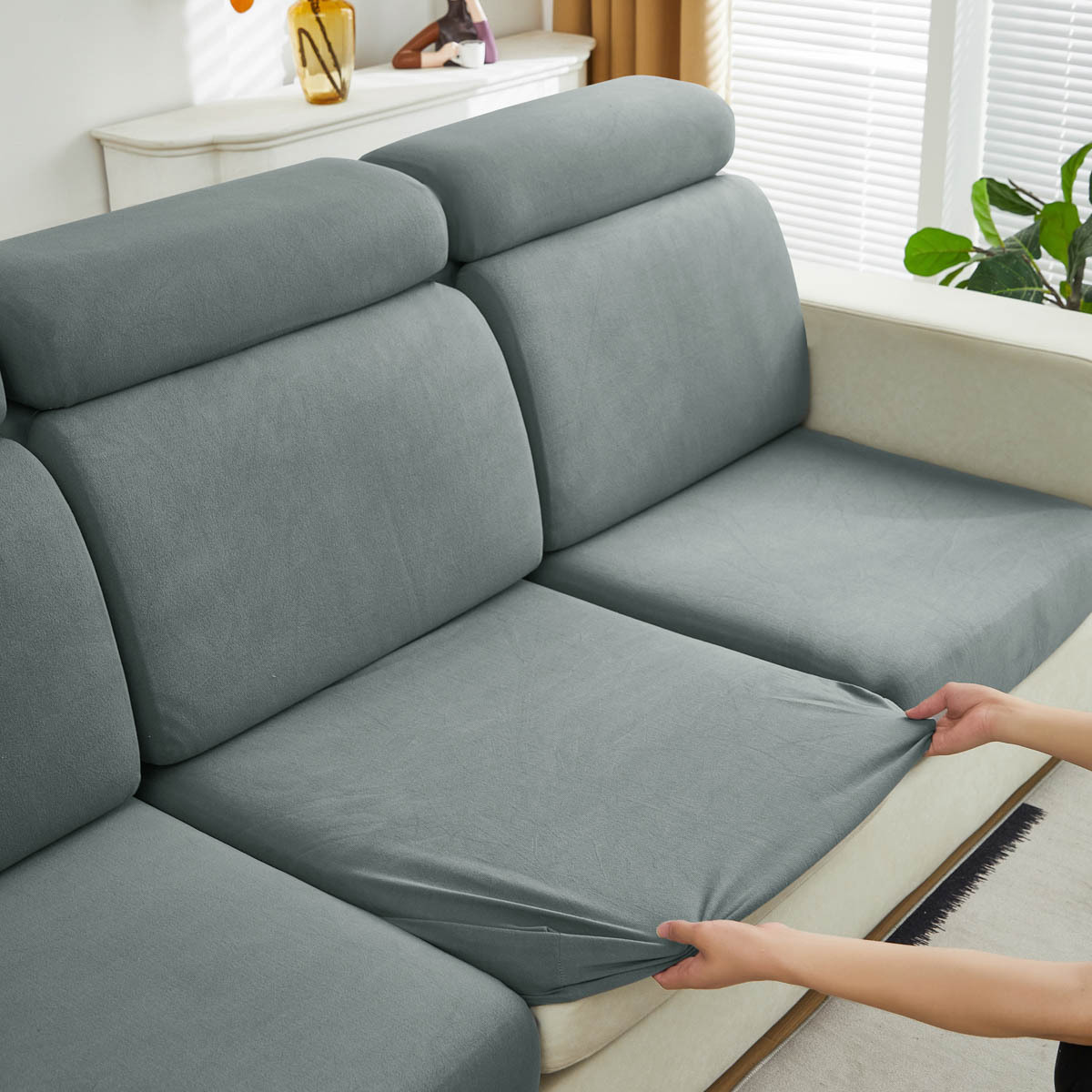 Amazon transfronterizo seda de leche lana TPU cubierta de cojín de sofá impermeable cubierta de sofá elástica 180gsm