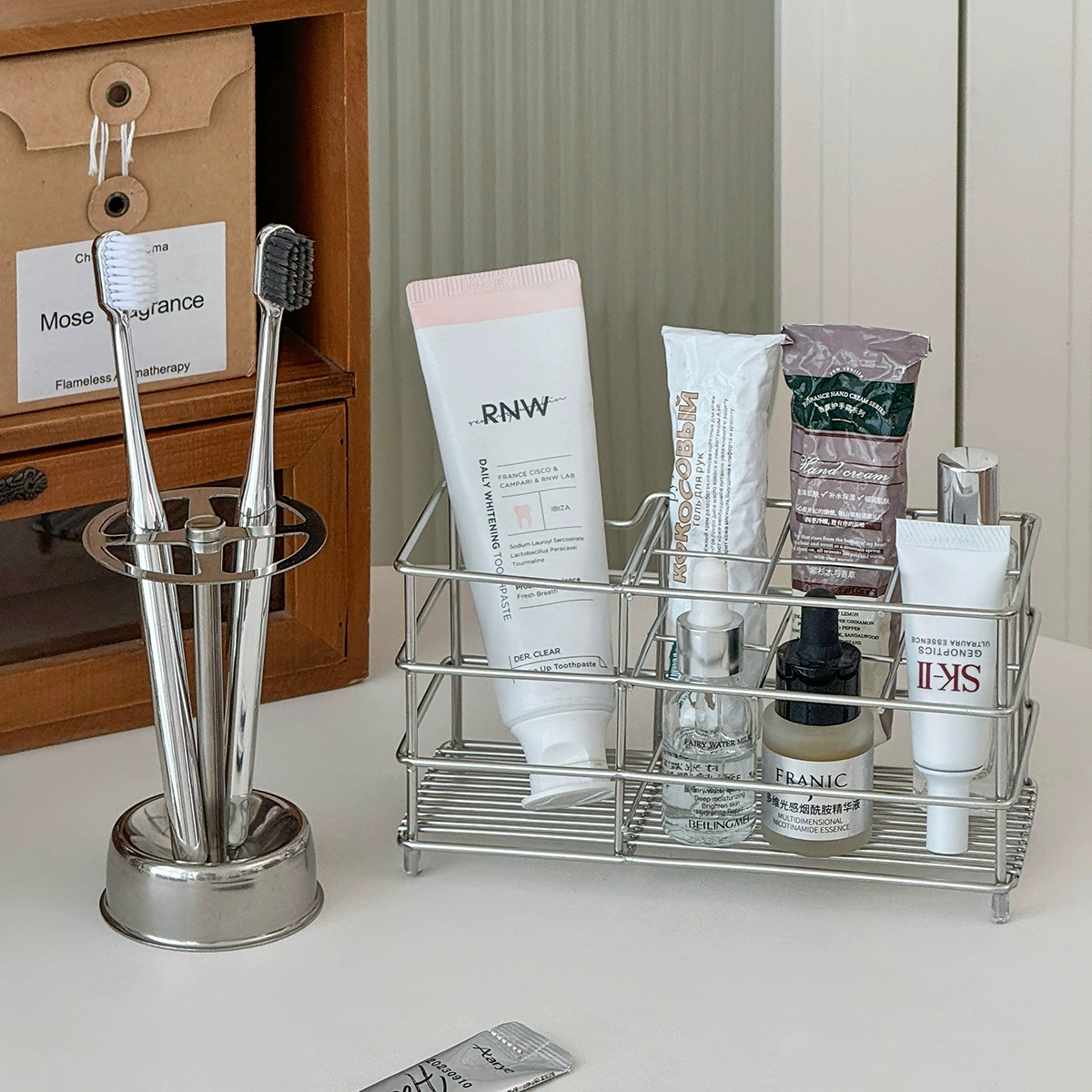 Ins normcore стиль, держатель для зубных щеток из нержавеющей стали, умывальник, стойка для мытья, настольная сливная стойка для ванной комнаты, стеллаж для хранения