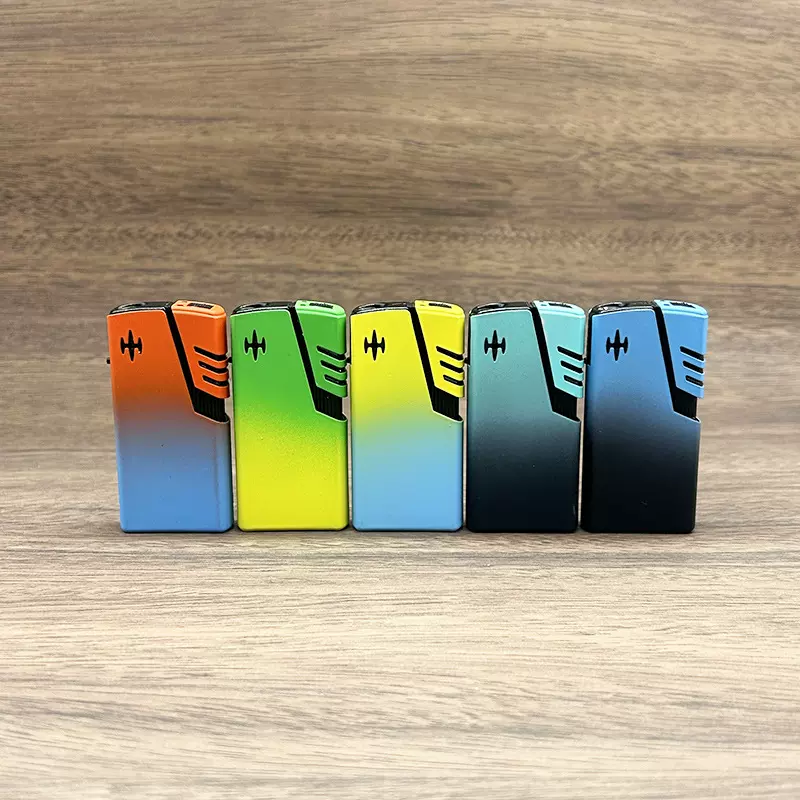 亨正新款创意渐变硅胶广告金属铁壳定 制直打充气直冲防风打火机