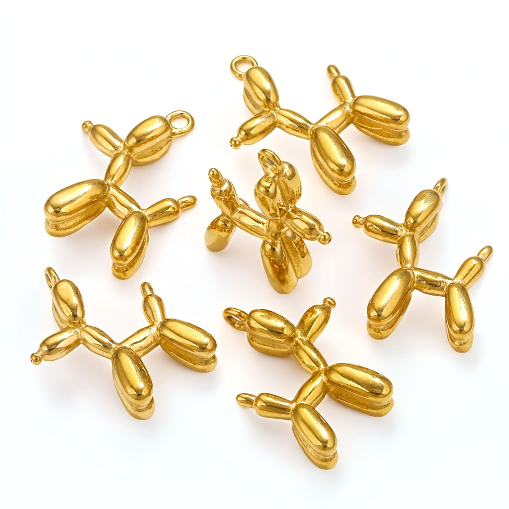 Colgante de cachorro de acero de titanio hip-hop simple y de moda lindo colgante de perro con globo tridimensional marca de marea colgante de joyería de bricolaje