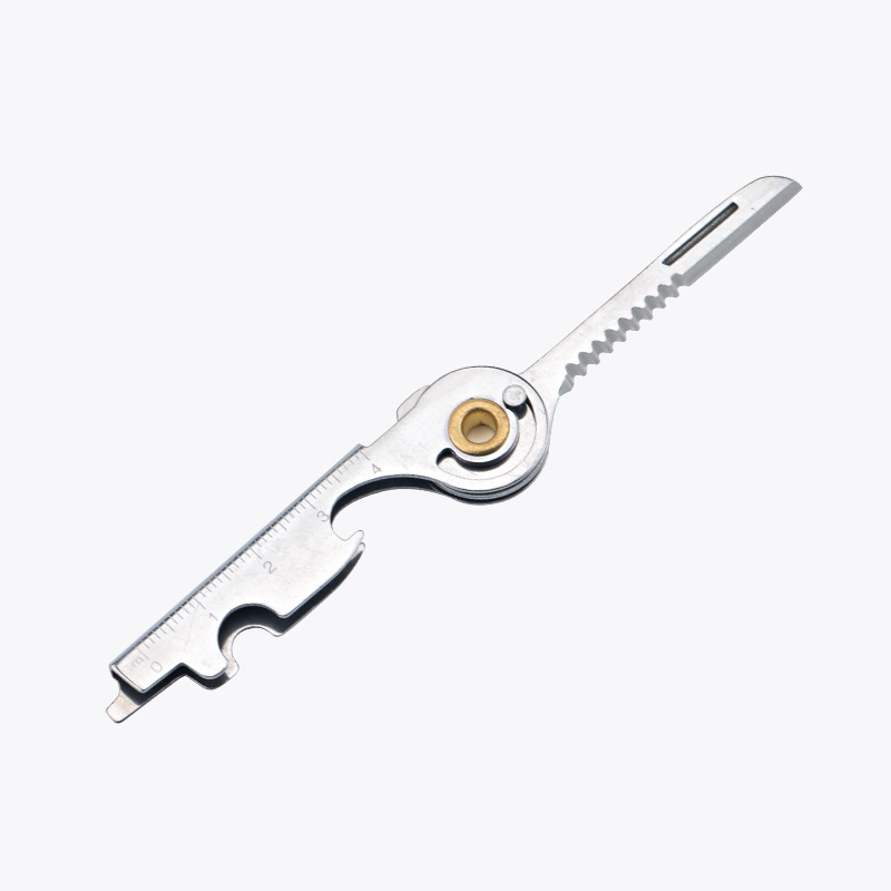 不锈钢EDC小刀 多功能钥匙工具 开瓶器旋转螺丝批水果小刀