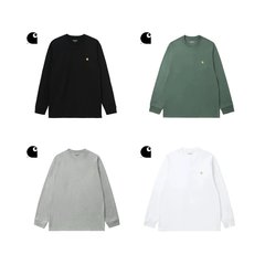 マウンテンシリーズ日本のトレンディな車のワークウェアスタイルゴールドラベル刺繍ロゴクラシックベーシック長袖Tシャツボトリングシャツ男性と女性用