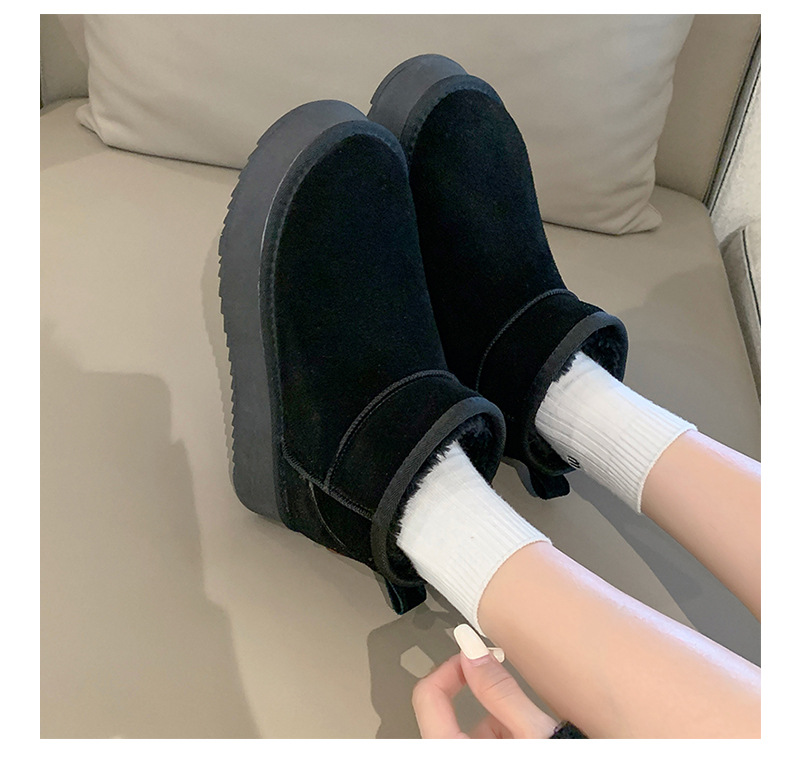 2023 new autumn and winter women's casual thick-soled snow boots plus velvet, thickening and heightening one-leg snow cotton shoes and cotton boots_voghion.com