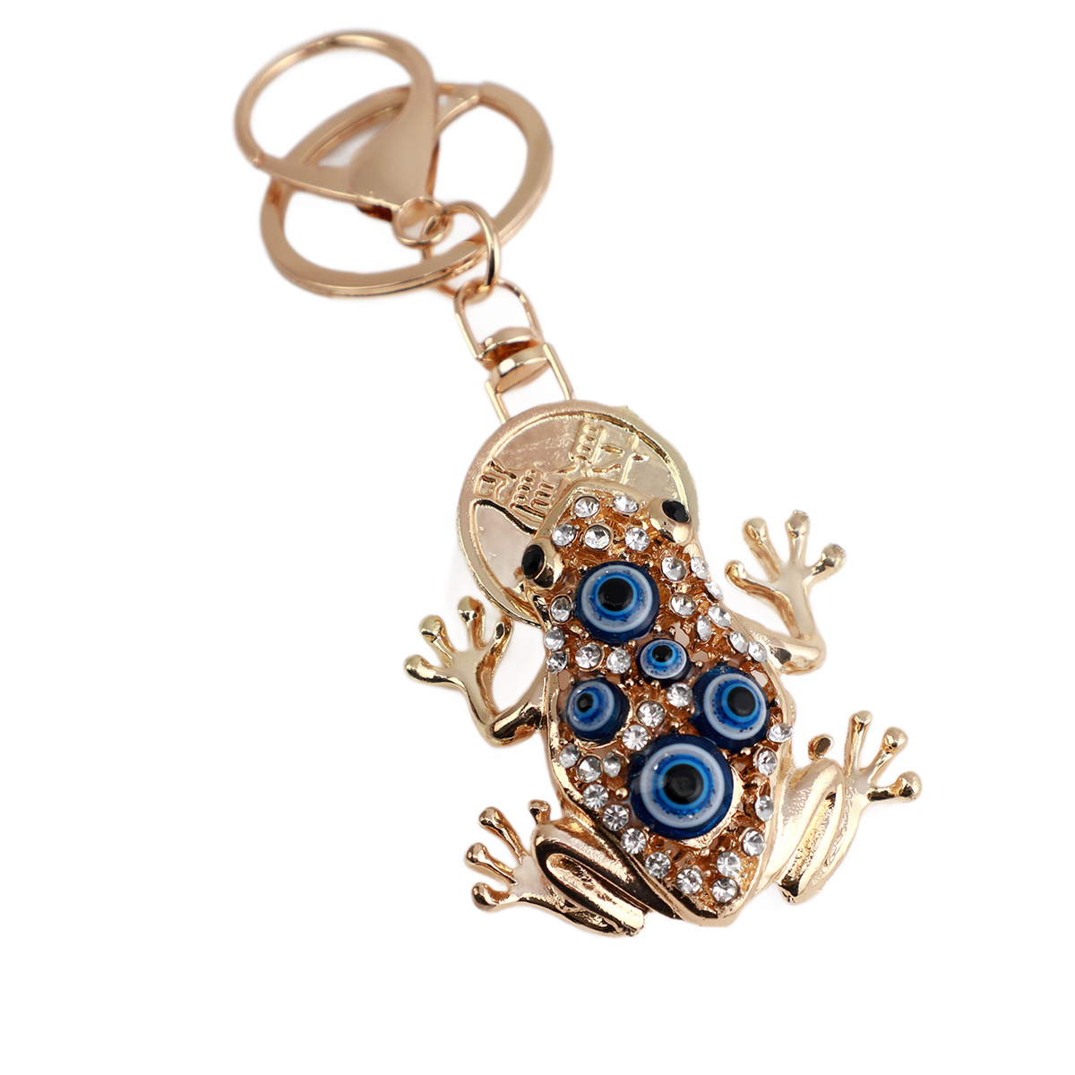 Vintage Luxury Diamond Evil Eye Frog Keychain Bag Pendant Gift_voghion.com