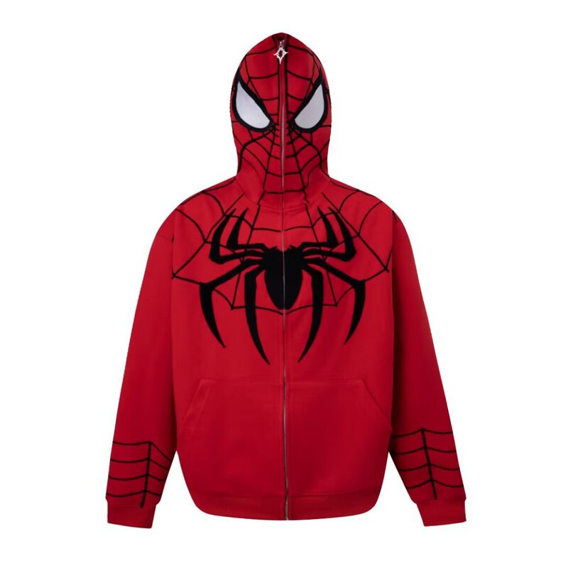 American-style Spider-Man embroidered zip-up sweatshirt for men and women, autumn couple's oversized Marvel hero jacket American-style Spider-Man embroidered zip-up sweatshirt for men and women, autumn couple's oversized Marvel hero jacket