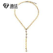 欧美时尚不锈钢心形 亮片 三角形链 带水晶 Y字链套索简约项链