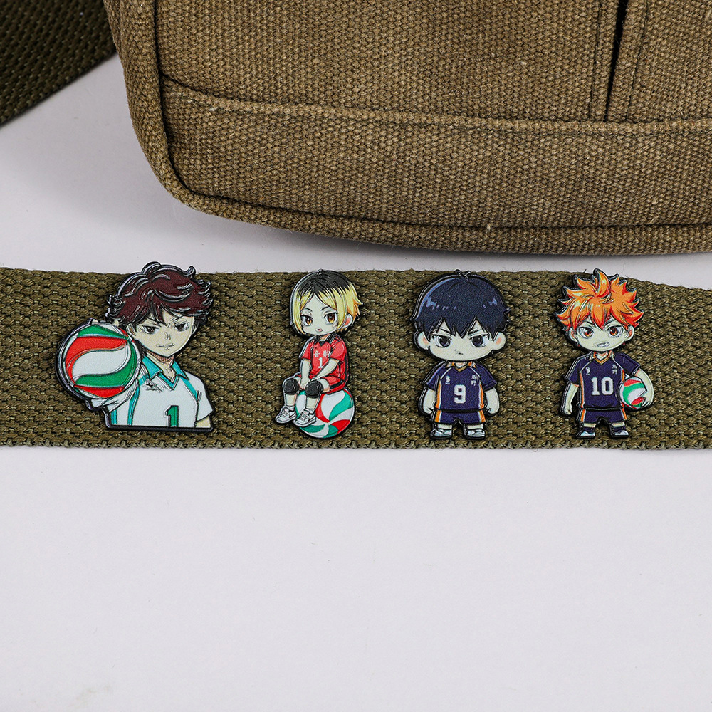 4Pcs Haikyuu!! Merchandise Badges: Hinata Shoyo, Kageyama Tobio, Oikawa Tooru Q-Version Pins