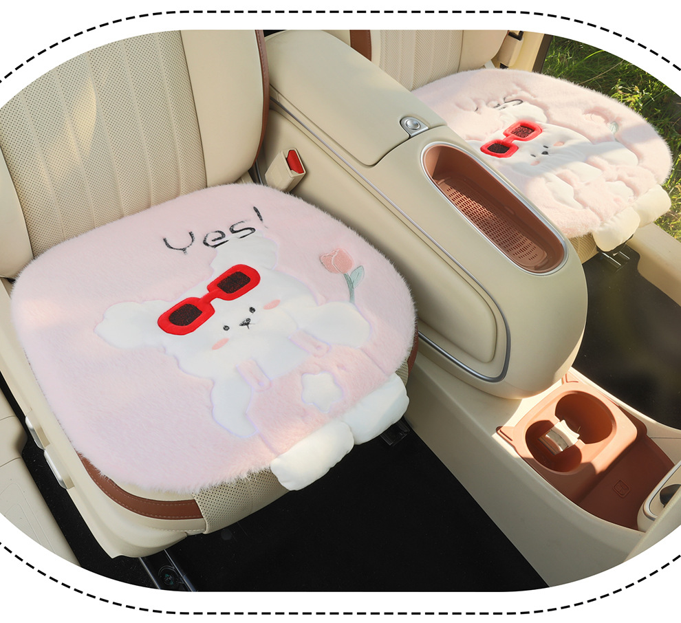 Car Seat Cushion Autumn and Winter Stuffed Warm Thickened Neutral Car Seat Cushion Three-Piece Set Winter Butt Cushion Cartoon