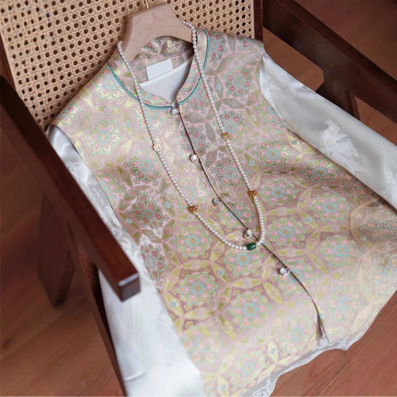 This Year's Popular Autumn Style High-End Niche Non-Colliding Tops New Chinese Style Song Brocade Jacquard Vest Jacket for Women